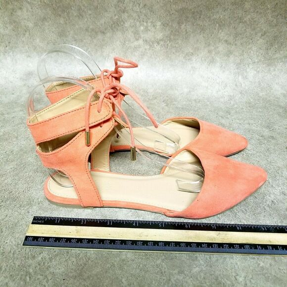 Charlotte Russe Womens Ariel Size 6 Pink Ankle Strap D'Orsay Pointed Toe Flats - Picture 5 of 10